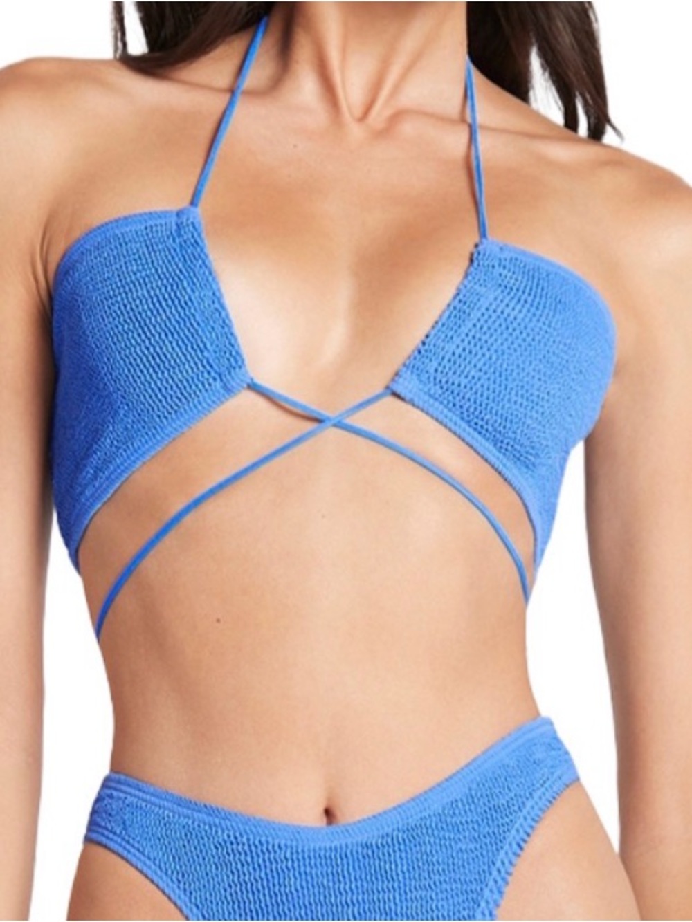 NWT Bond-eye swim Blue Margarita Convertible Bandeau Bikini Top, one size